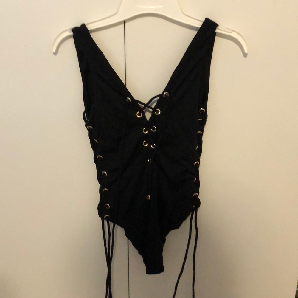 Black one piece bathing suit
